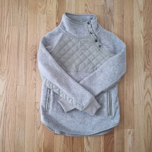 Women Abercrombie Asymmetrical Snap-Up Fleece Pullover kangaroo pocket XXS A&F - Picture 2 of 6